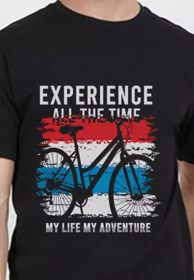My Life Adventure Graphic  Black Cotton Short Sleeve Regular Fit T-Shirt