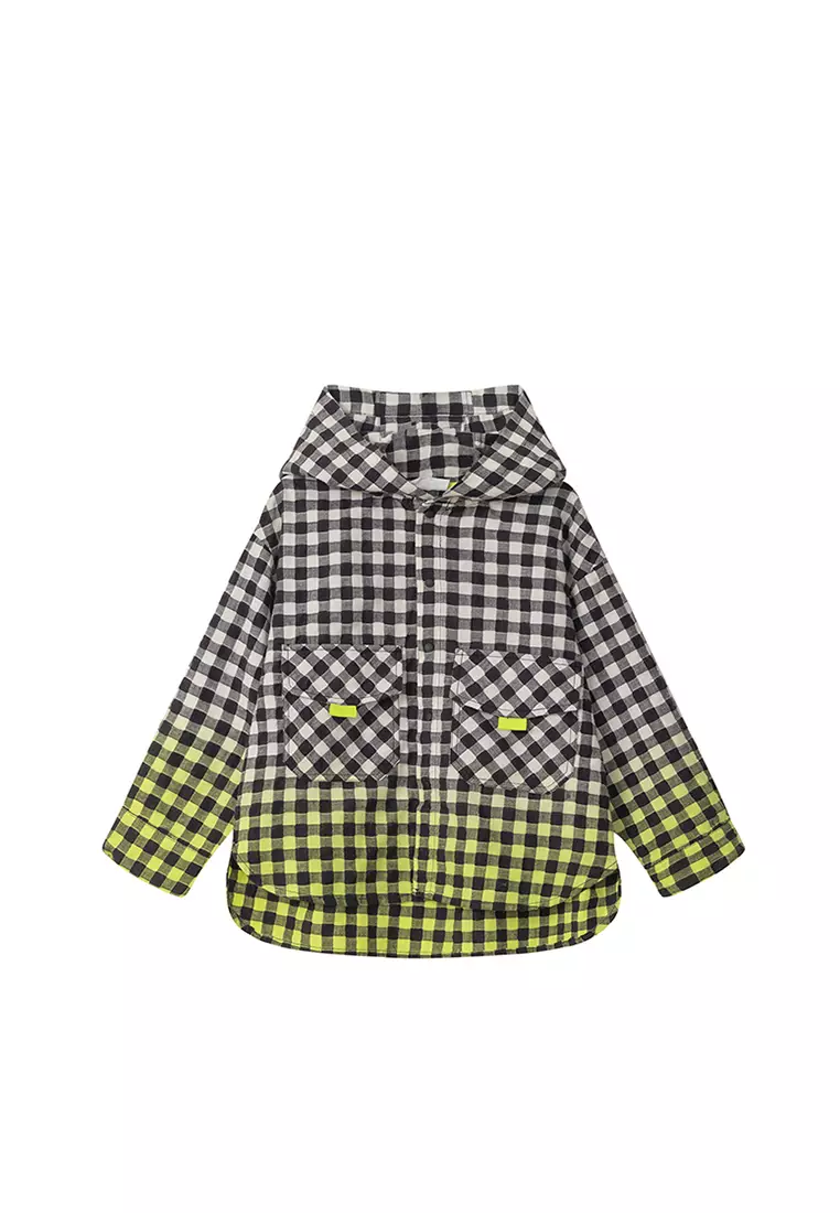 Checkered Long Sleeve Shirt With Hoodie