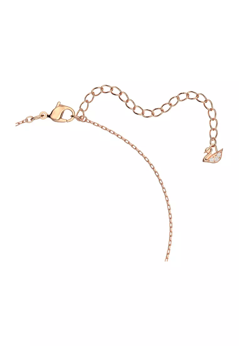 Una necklace, Round cut, White, Rose gold-tone plated