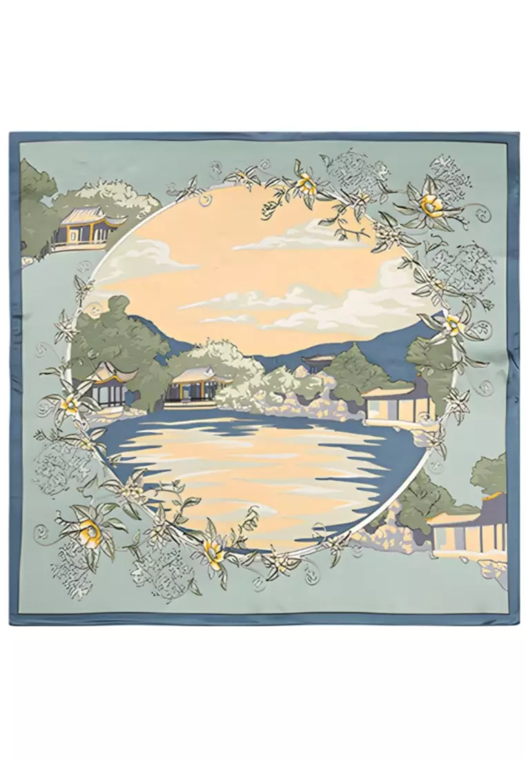 Luxury Silk Ladies' Large Scarf, Sun-Proof Crepe Satin, Premium Souvenir.