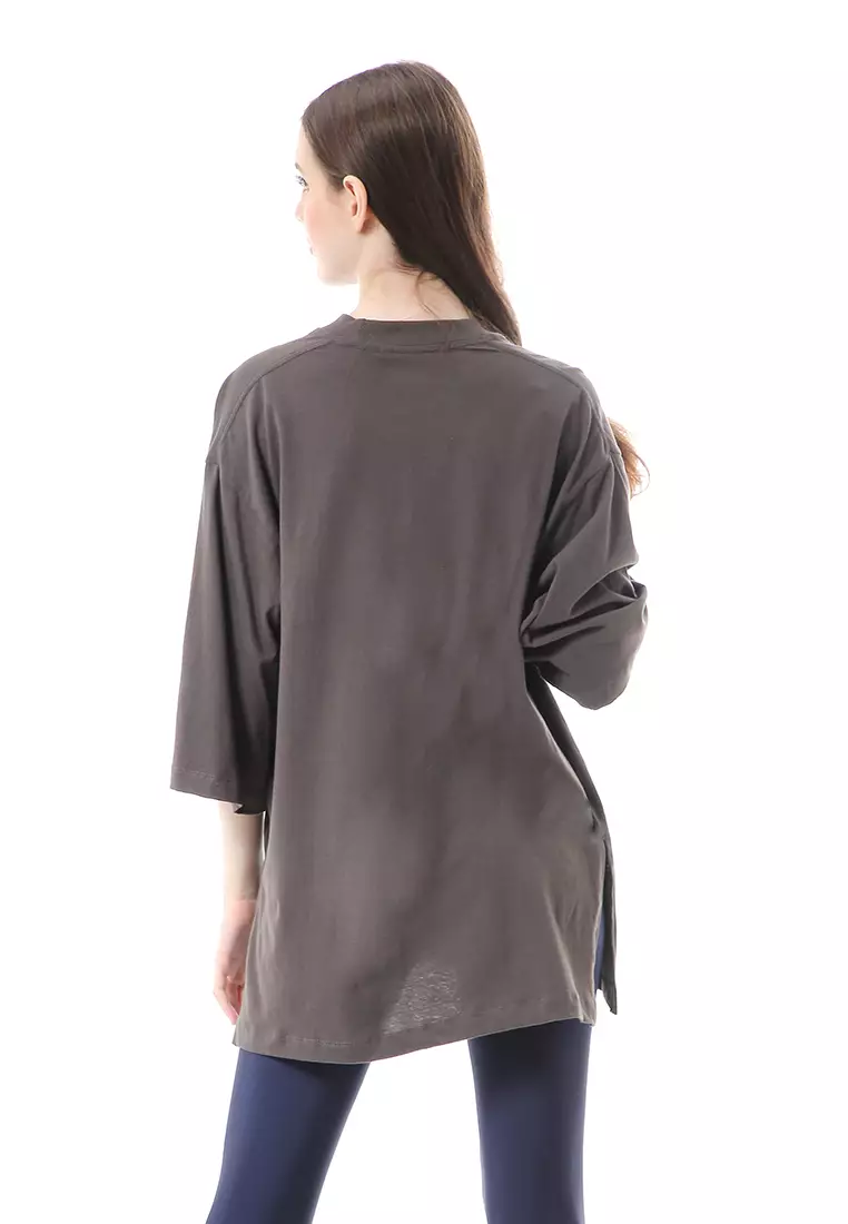 Wina Kaos Atasan Wanita Polos Basic Oversize- Dark Grey