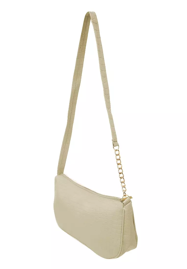 Zeni Tas Selempang Premium Tali Panjang Design Simple Woman Bag - Cream