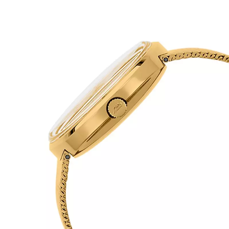 Jam Tangan Pria Mido M8429.3.22.13 Commander 1959 Automatic Gold Dial Gold Mesh Strap