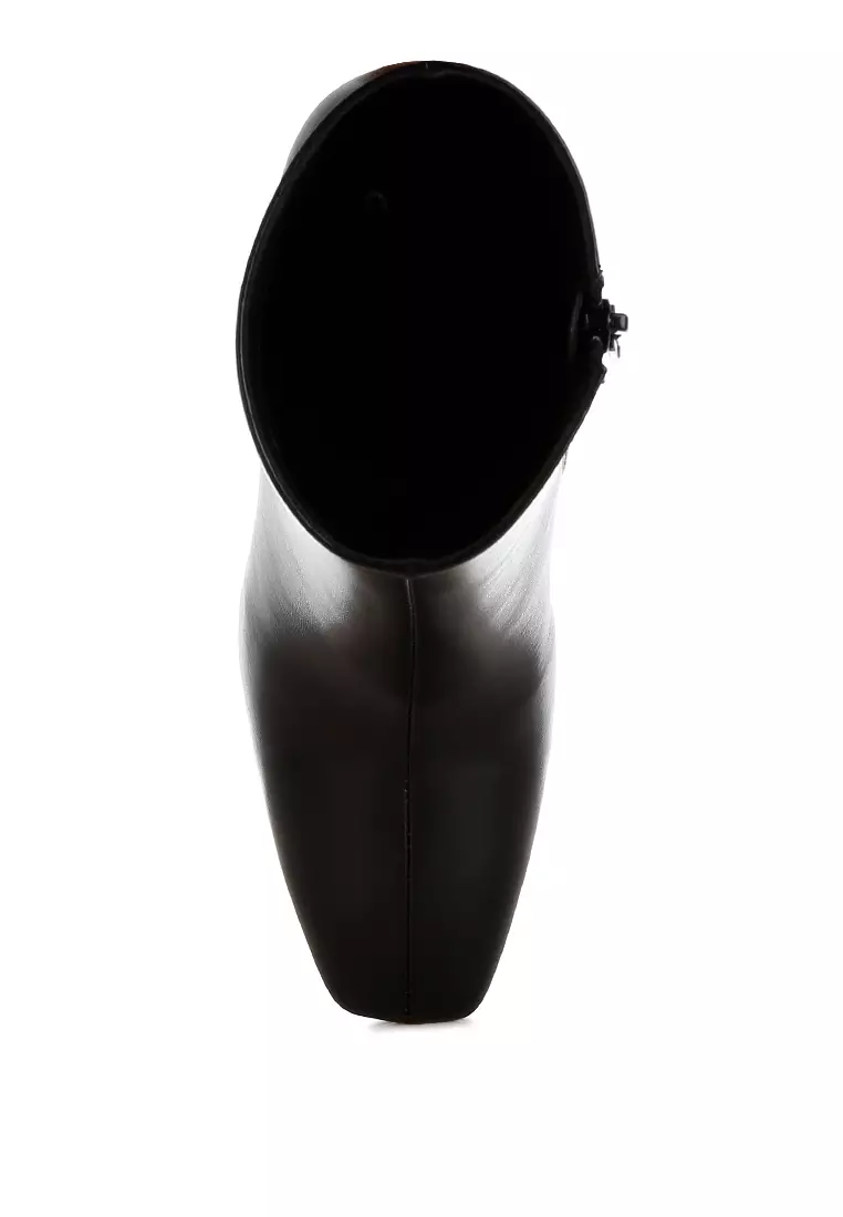 Square Toe Ankle Boots In Black