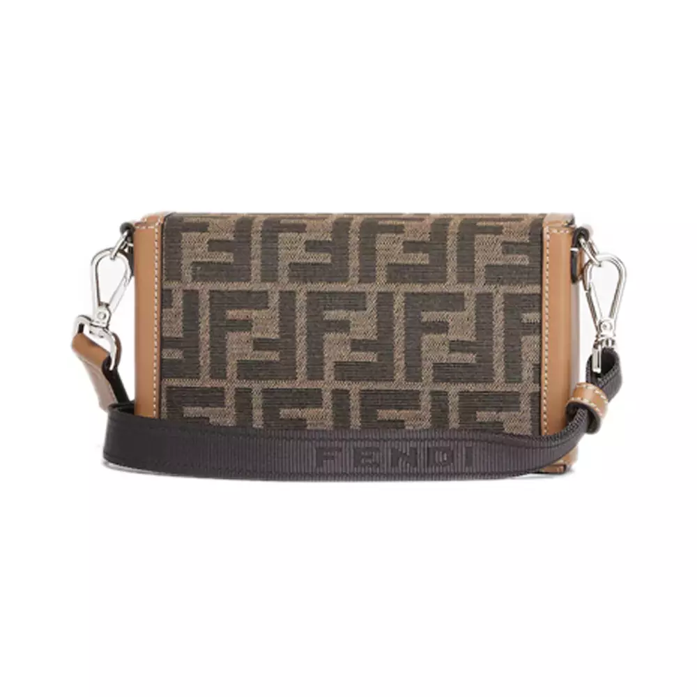 Baguette Soft Trunk Phone Pouch - Brown FF fabric bag