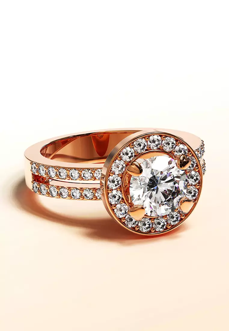 KRYSTAL COUTURE Bloom Halo Ring Embellished with SWAROVSKI® crystals - Rose Gold/Clear
