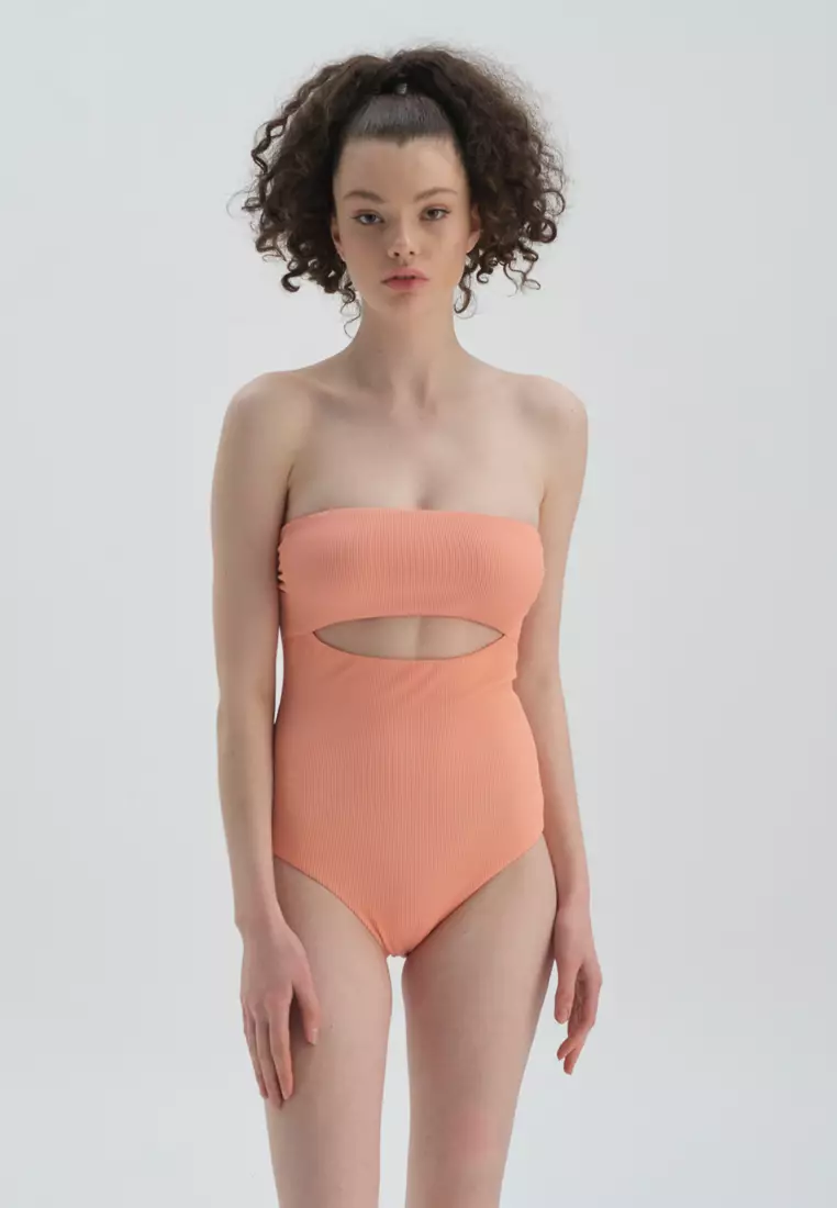 Buy DAGİ Salmon Swimsuit, Plain, Removable Padding, Beachwear for Women  Online