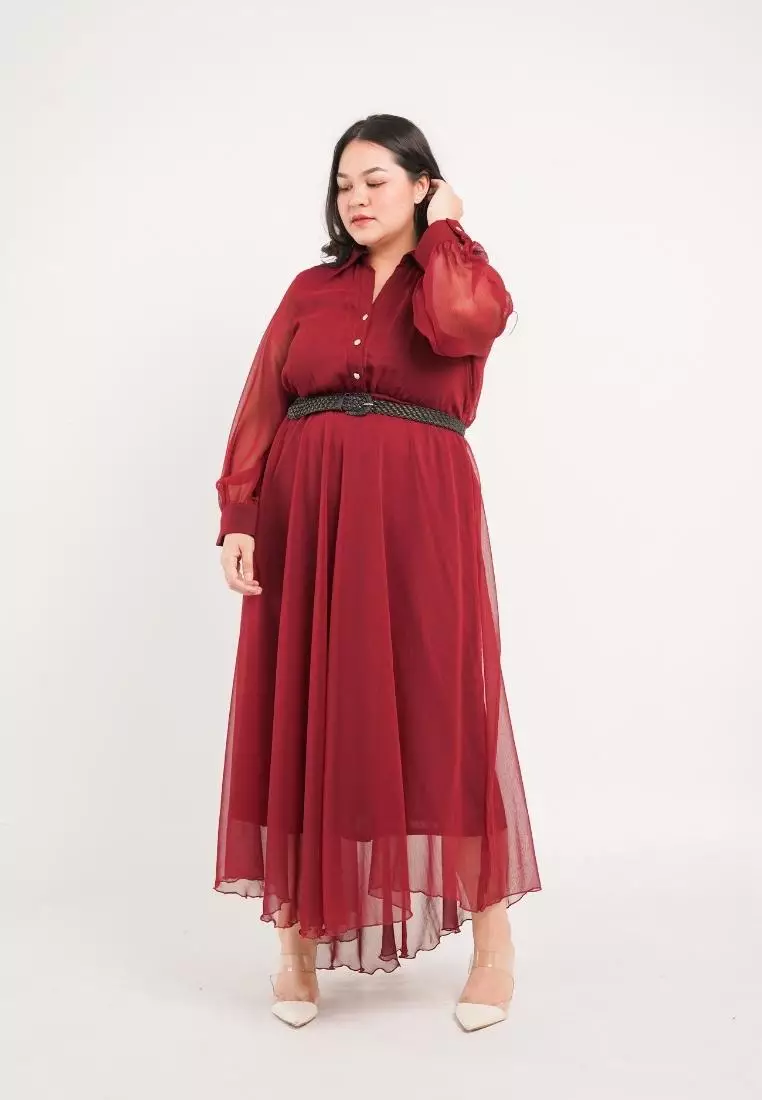 Plus Size Party Dress Lunar Maroon