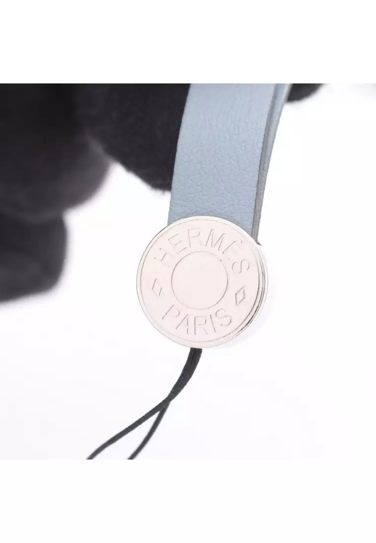 Pre-Loved Hermès Ipso strap accessory leather Blue gray silver hardware B stamp