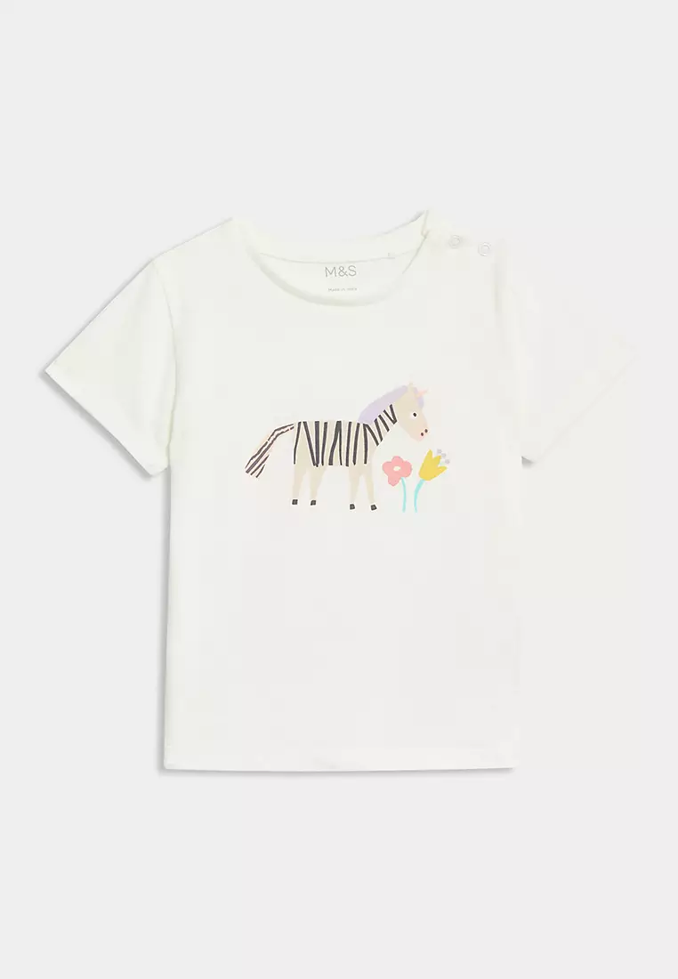 2pk Pure Cotton Print T-Shirts