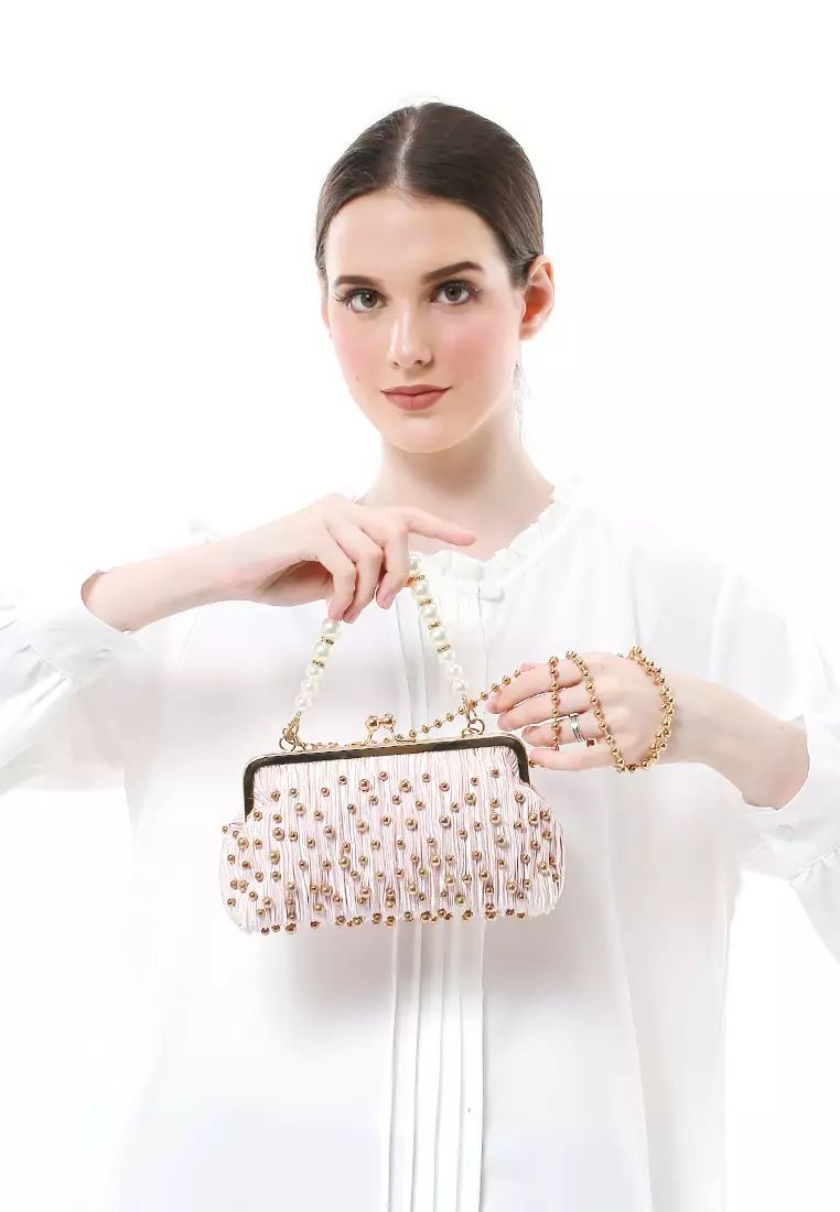 Eilaria Tas Selempang Pesta Wanita Hand Bag Mini Material Leather ORIGINAL - Pink