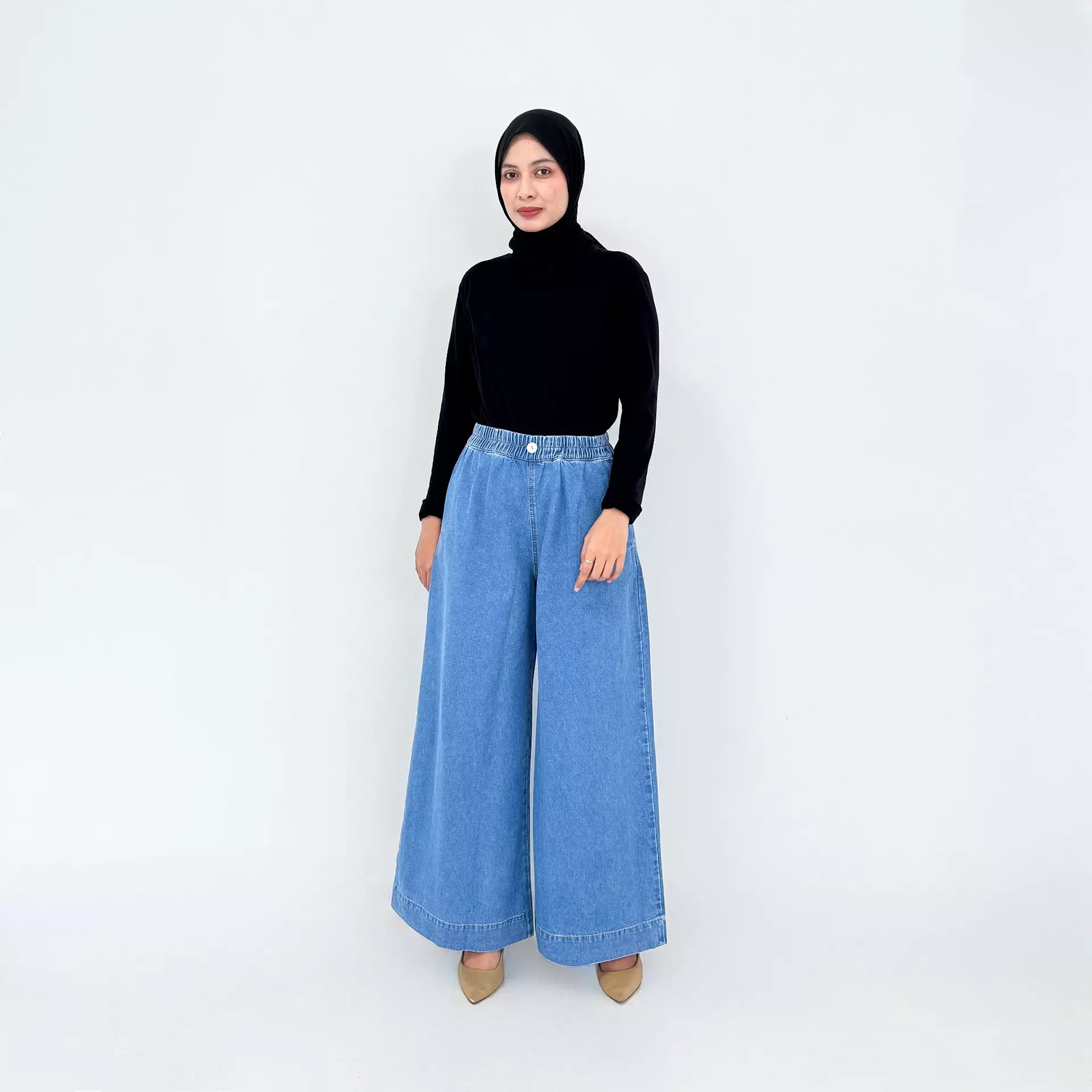 Lizzy Loose Denim Pants - Celana Jeans Wanita Panjang 102 cm BIRU MUDA