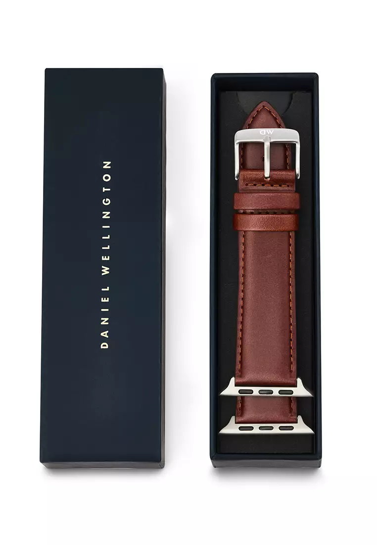 22mm Smartwatch Strap - St Mawes Silver Leather Strap For Apple Watch Ultra 49mm