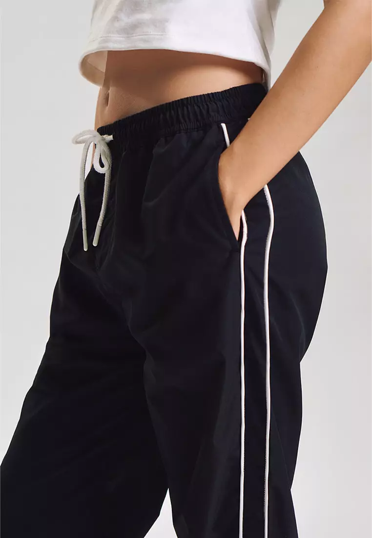 Straight Fit Track Pants with Side Taping