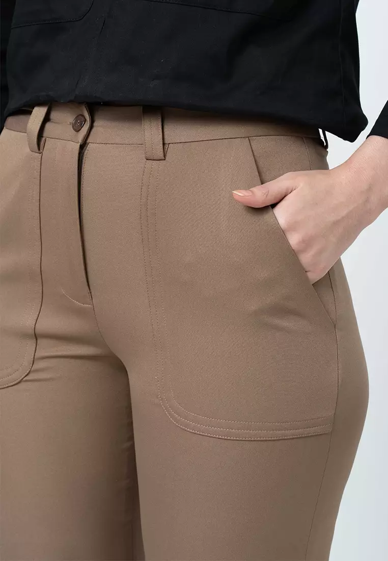 Paisley Embroidered Pocket Flap Detail Pants