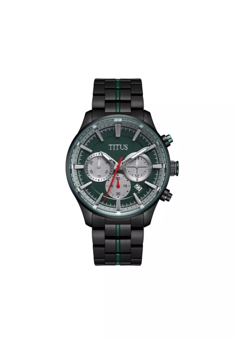 Saber Men Chronograph Quartz in Dark Green Dial and Two Tone Stainless Steel Bracelet