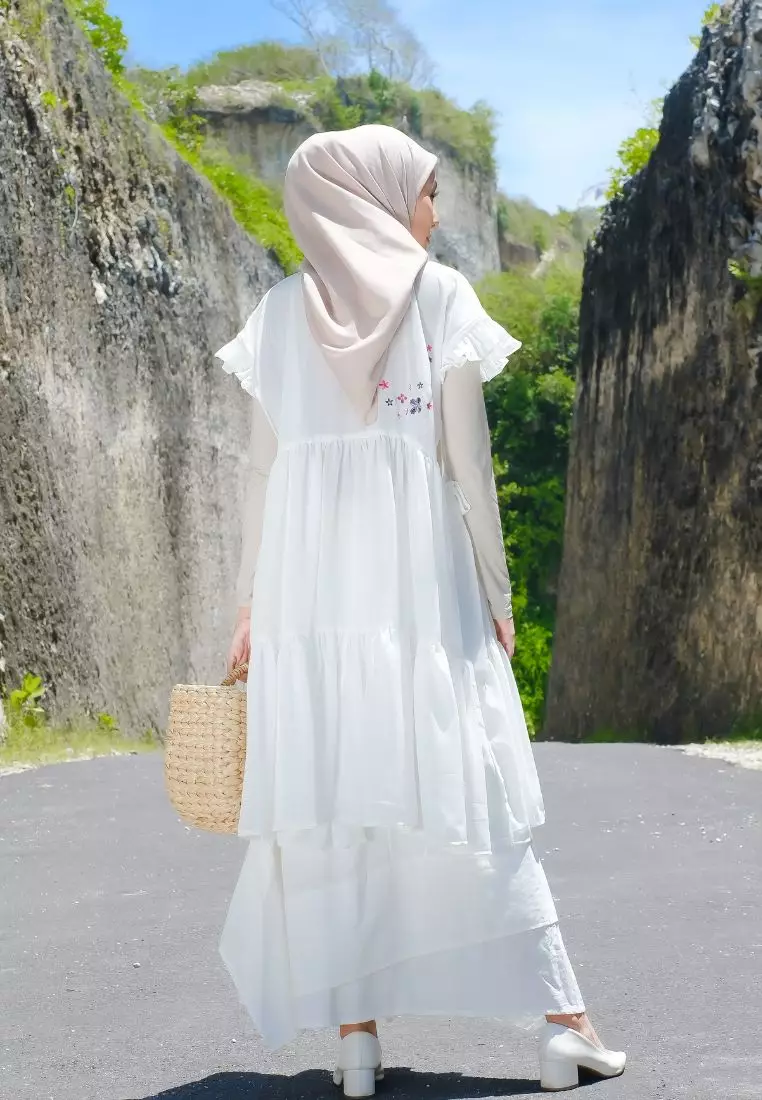 Azzura Tunik Vest Embroidery White