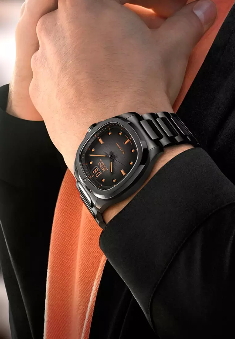 Buy Mido Mido Multifort TV Big Date Grey Dial Black Stainless