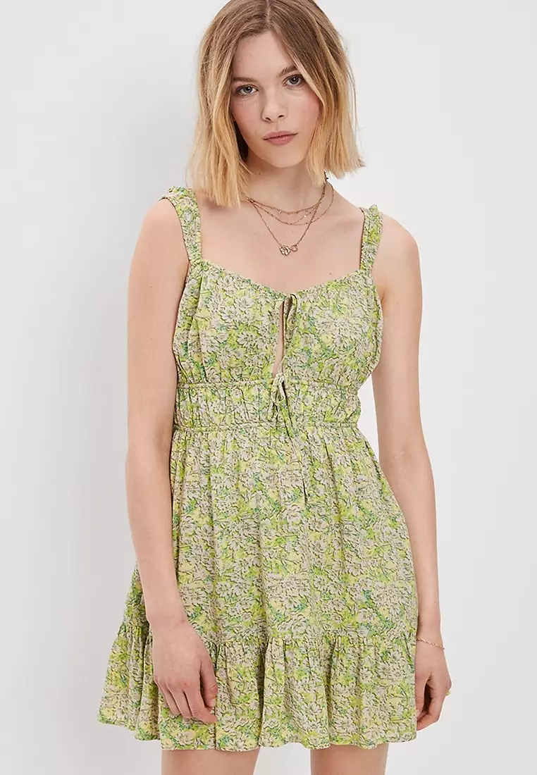 Sirens Floral Print Ruched Strappy Back Mini Dress