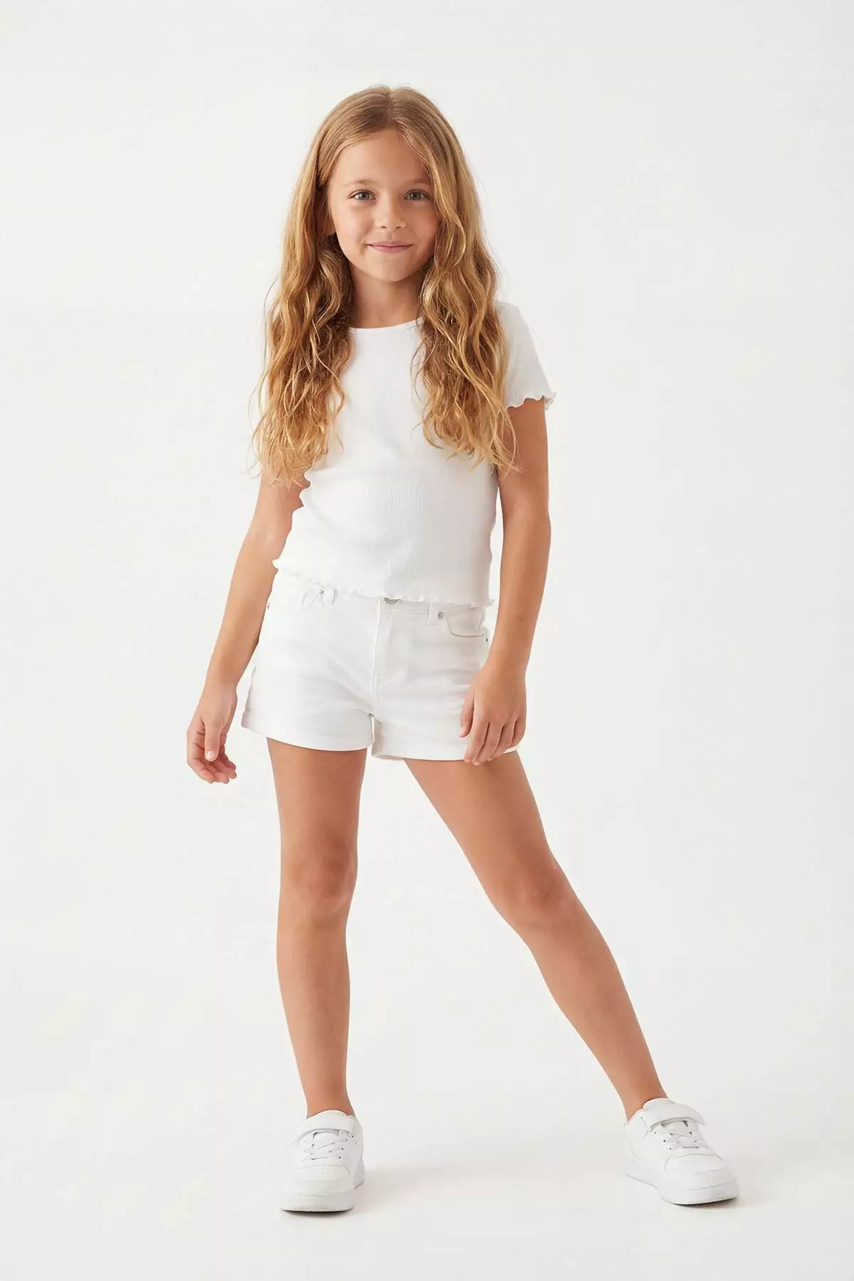 Ecru-Pink Girl'S Crop T-Shirt, Crop Short Sleeve, 2-Pack Cotton Knitted Tkdss25Ts00027