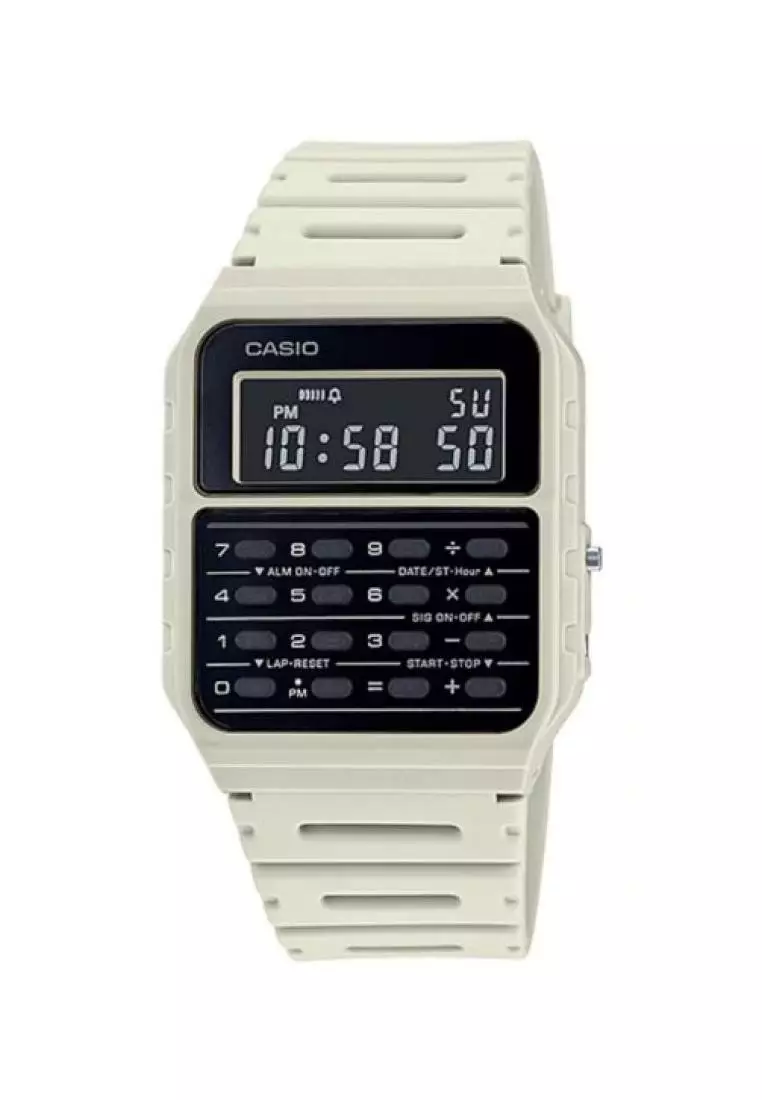 Buy Casio Watches Casio Men s Data bank CA 53WF 8B White Resin