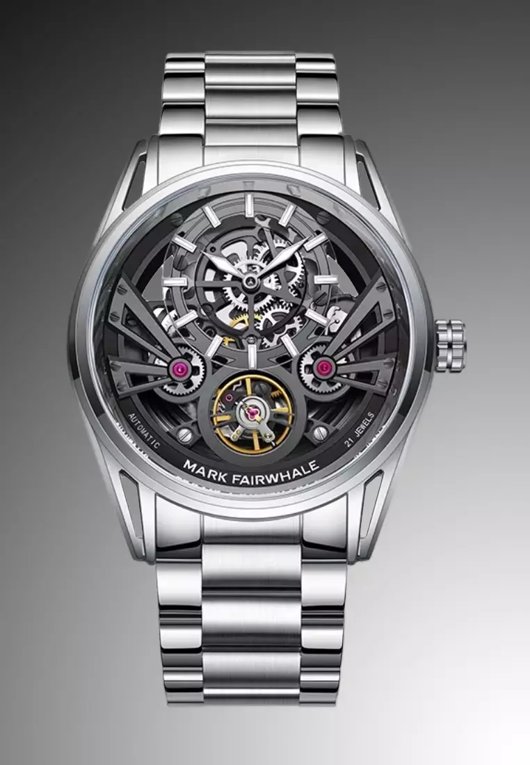 Unisex Automatic Watch, 44mm Light Weight Metal Alloy Watch Case, Stainless Steel Bracelet