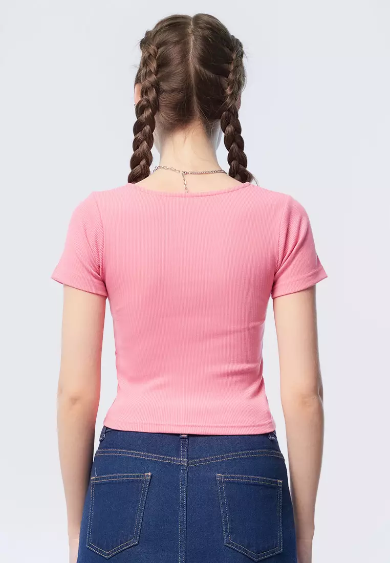 Short Sleeve Square Neck Crop T-Shirt