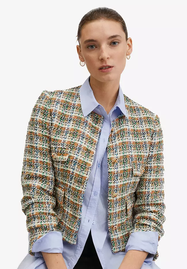 Buy Mango Tweed Blazer With Jewel Button 2024 Online