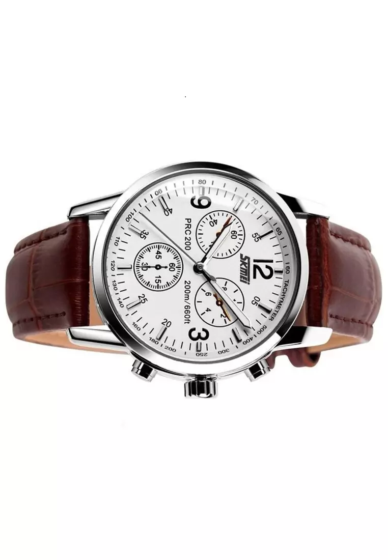 Jam Tangan Analog Pria Casual Waterproof Strap Material PU Leather MN41 ORIGINAL