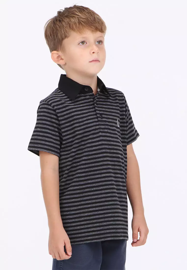KPL TYPSY STRIPY SHORT SLEEVE POLO BLACK