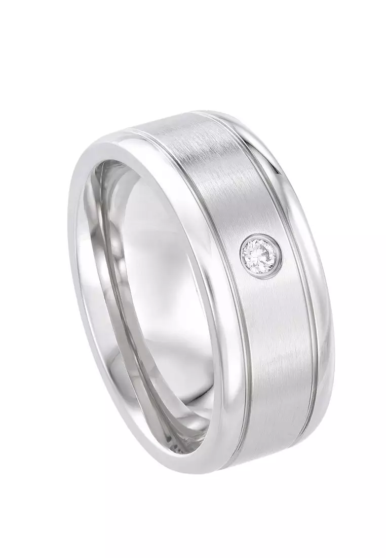 Mens titanium deals diamond ring