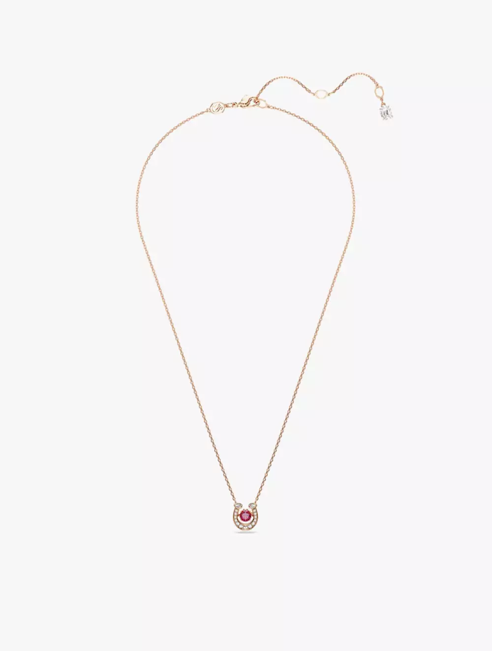 Symbolica pendant, Round cut, Pavé, Horse shoe, Red, Rose gold-tone plated