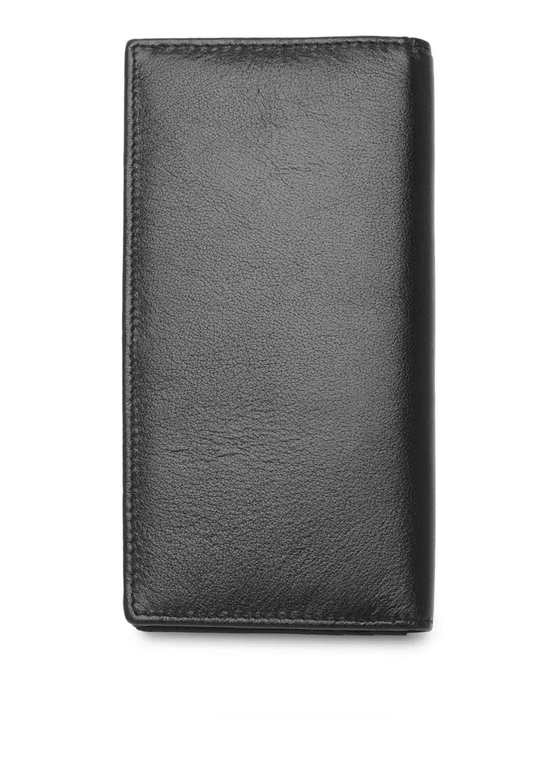 Men's Genuine Leather RFID Blocking Long Wallet - Black