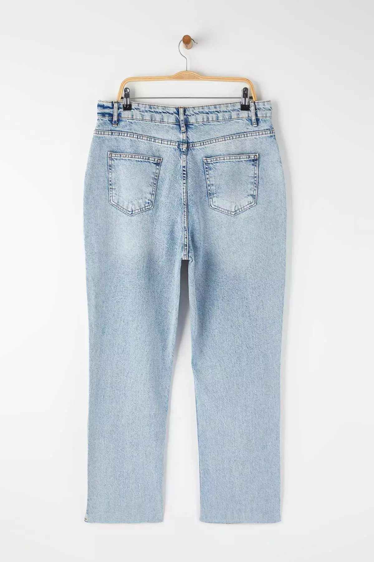 Light Blue Cut-Out High Waist Straight Fit Plus Size Jeans