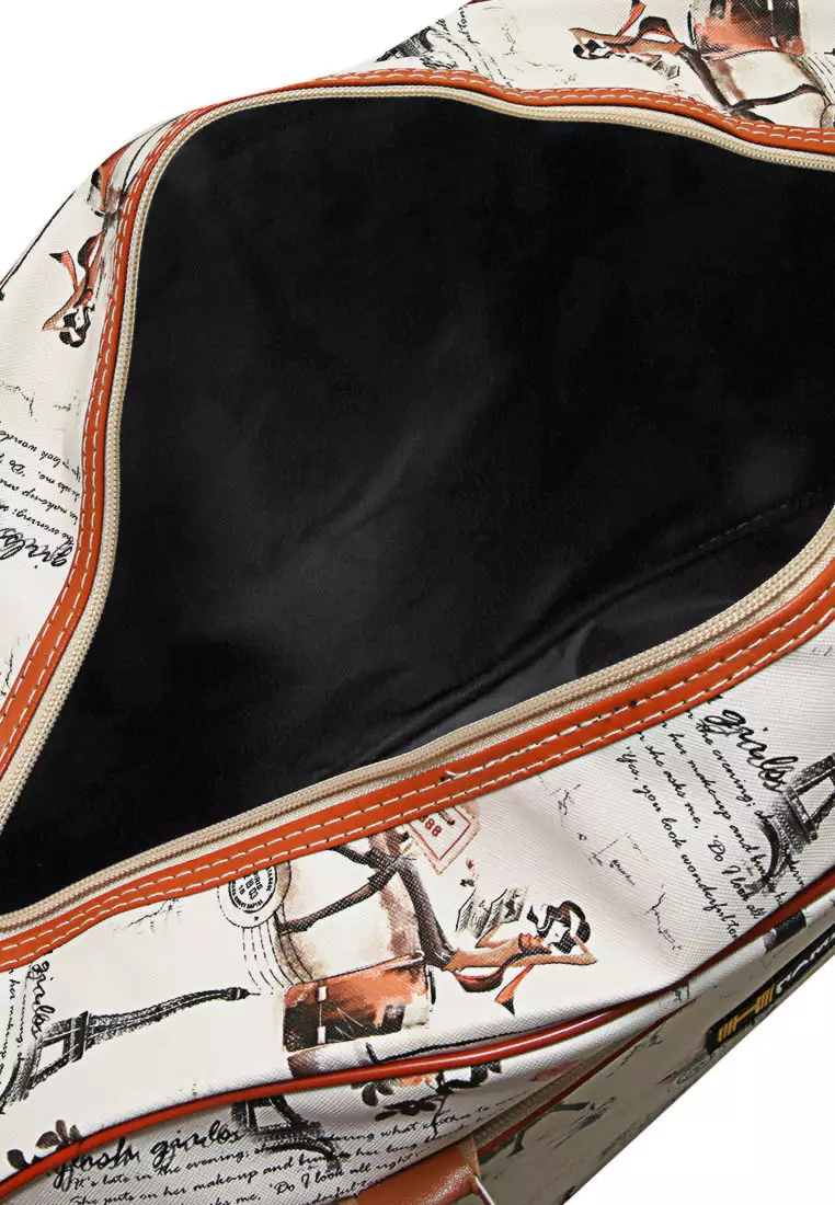 Semply Tas Travel Jinjing Bag 20 Inch Iron Beauty Motif Large Compartment Material Leather Kulit ORIGINAL - Brown