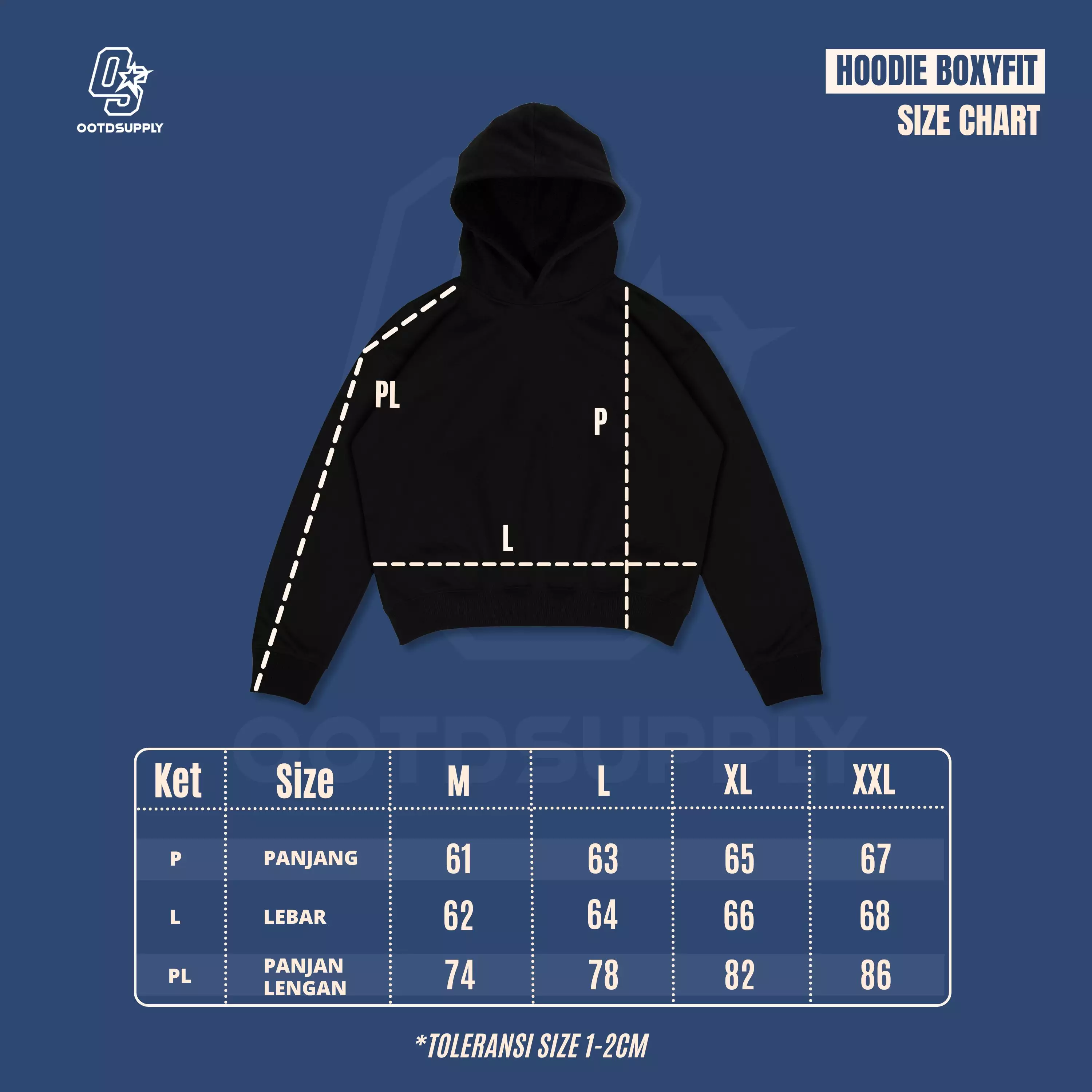 OOTDSUPPLY Hoodie Boxyfit Neovibe Black | Hoodie Boxy fit | HD-BX275-001