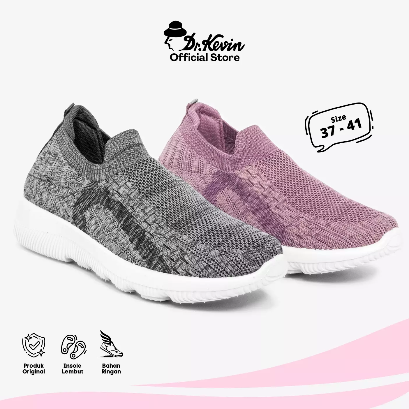 Dr. Kevin Sepatu Olahraga Sport Wanita Sneakers Rajut Slip On 589-078