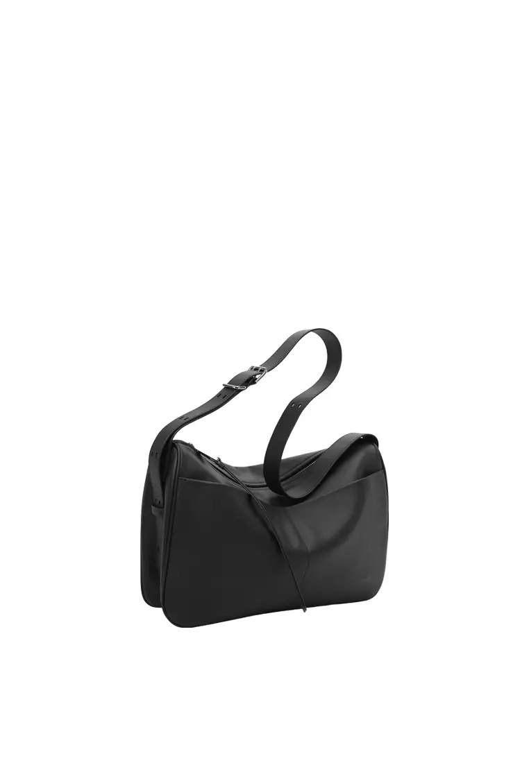 Slip Pockets Shoulder Bag - Black