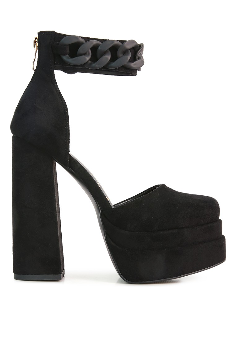 Black Showstopper Microfiber High Heeled Sandals