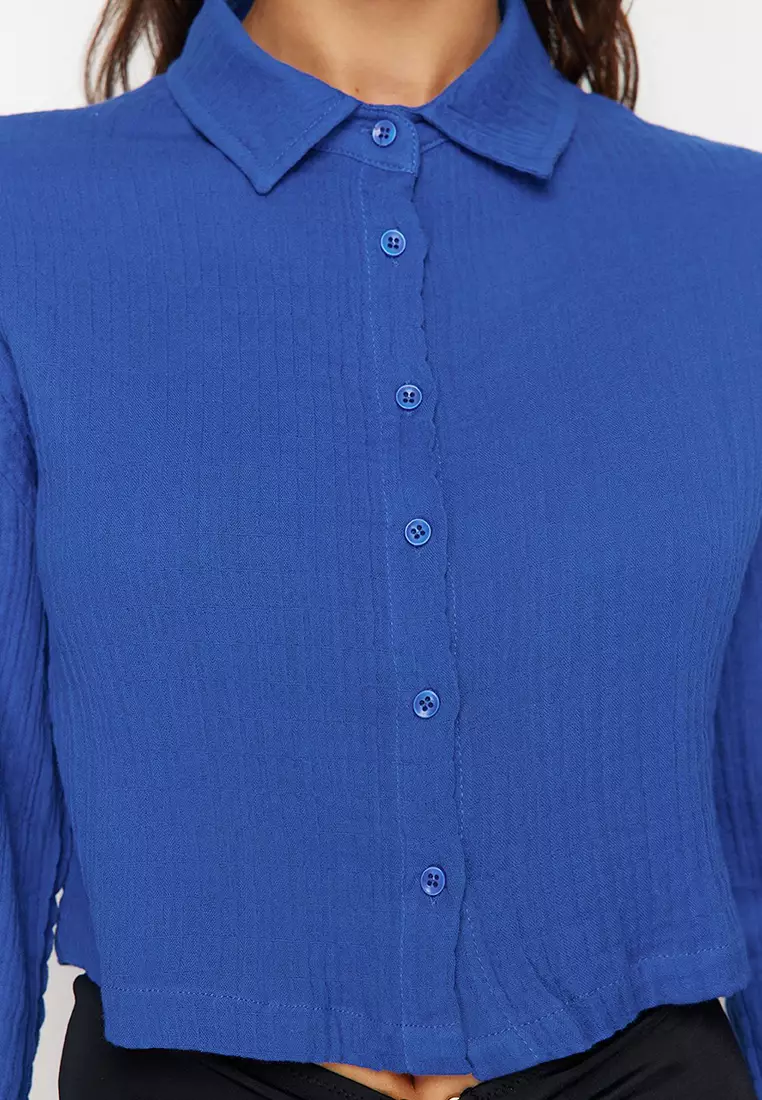 Saks Woven Muslin 100% Cotton Beach Shirt TBESS24GO00011