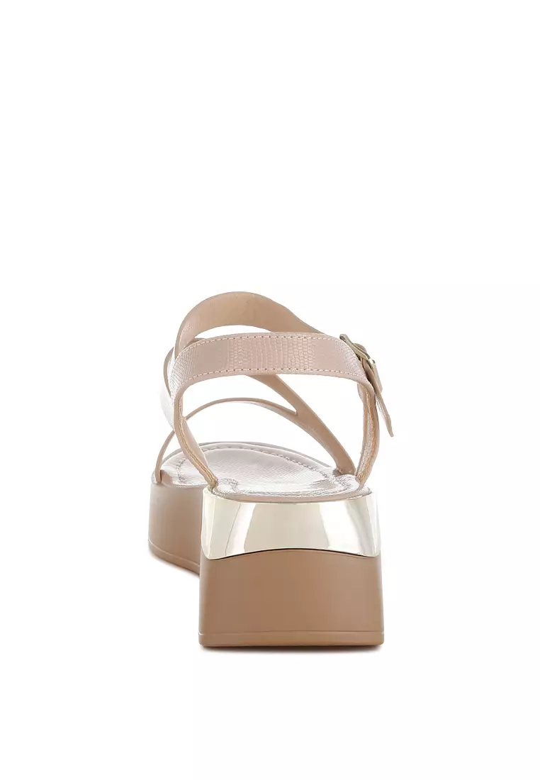 Chunky Flatform Sandals In Beige
