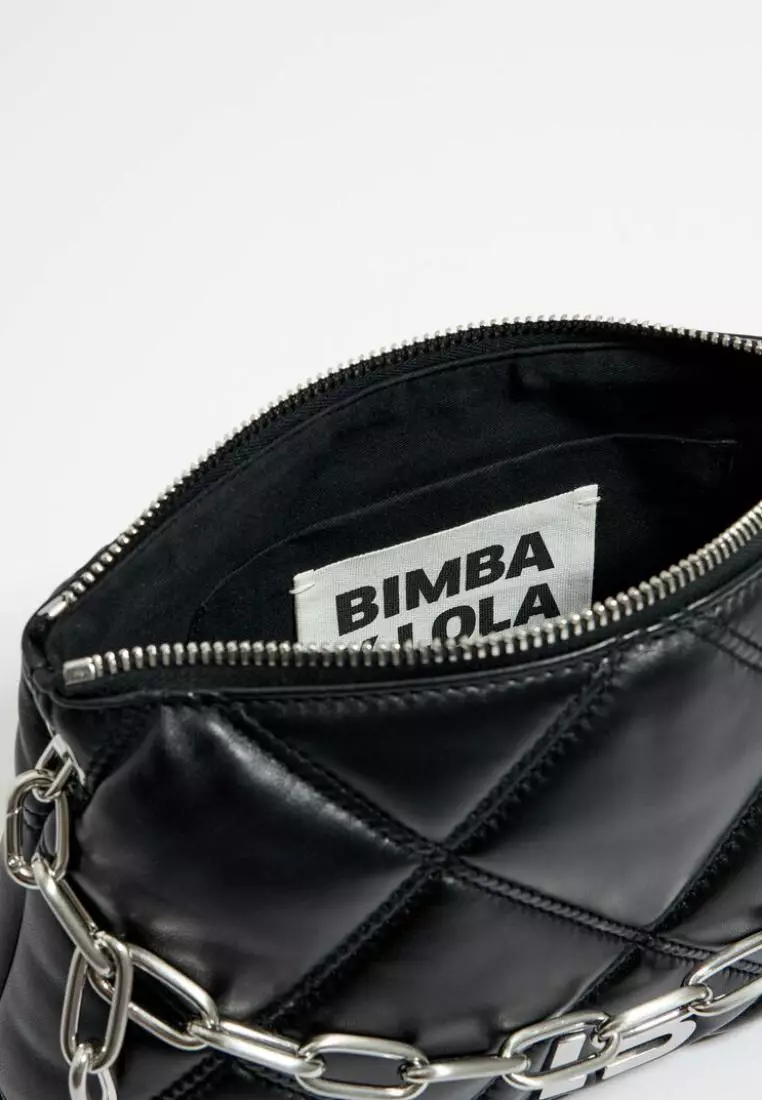 Bimba Y Lola M Black Leather Trapezium Bag