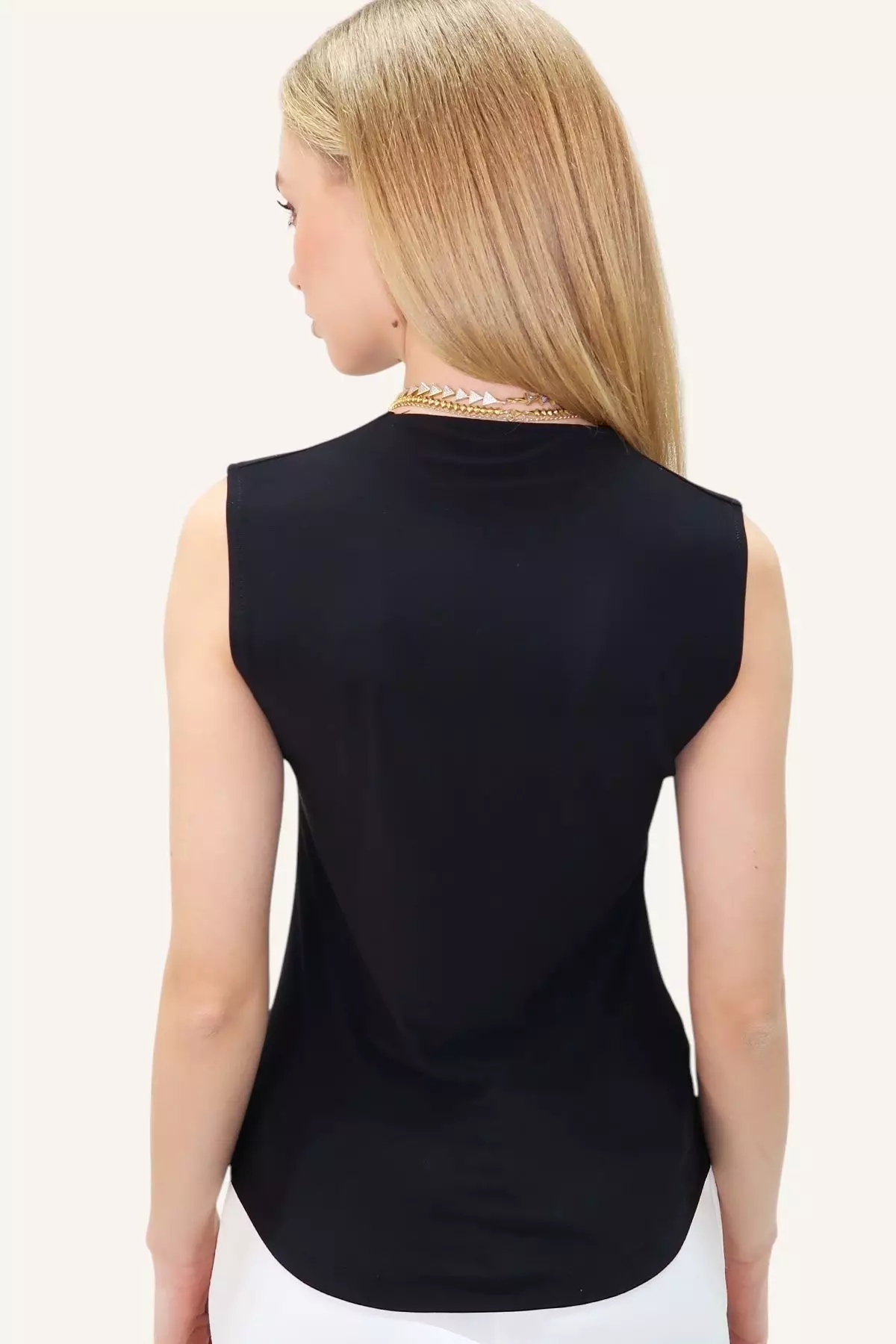 Women's Black Square Neck Thick Strappy Sandy Blouse