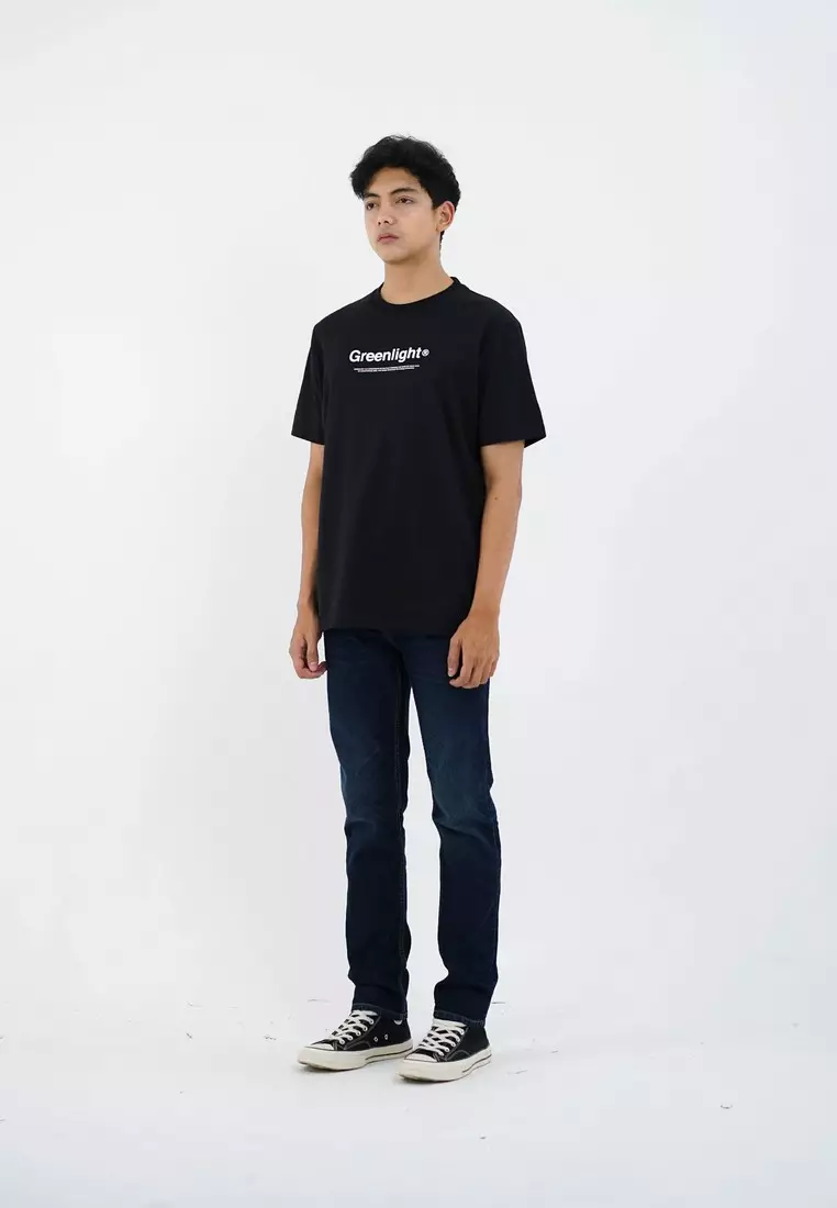 Greenlight Men's T-Shirt Short Sleeve Regular Fit Cotton Logo Script Alwaz C320125