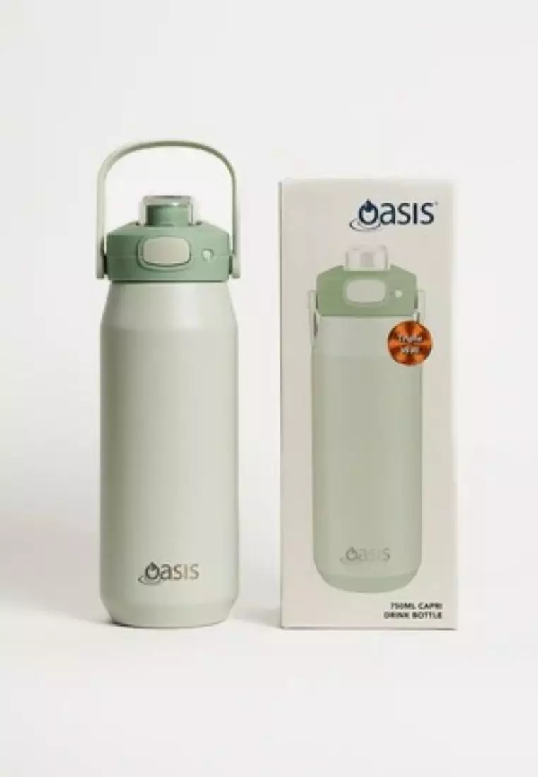 Oasis Ceramic Stainless Steel Triple Wall Capri Quick Release Drink Bottle 750ML - Mint Green