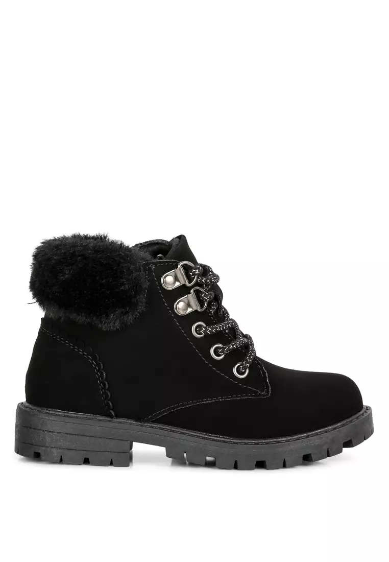 Furry ankle hotsell boots