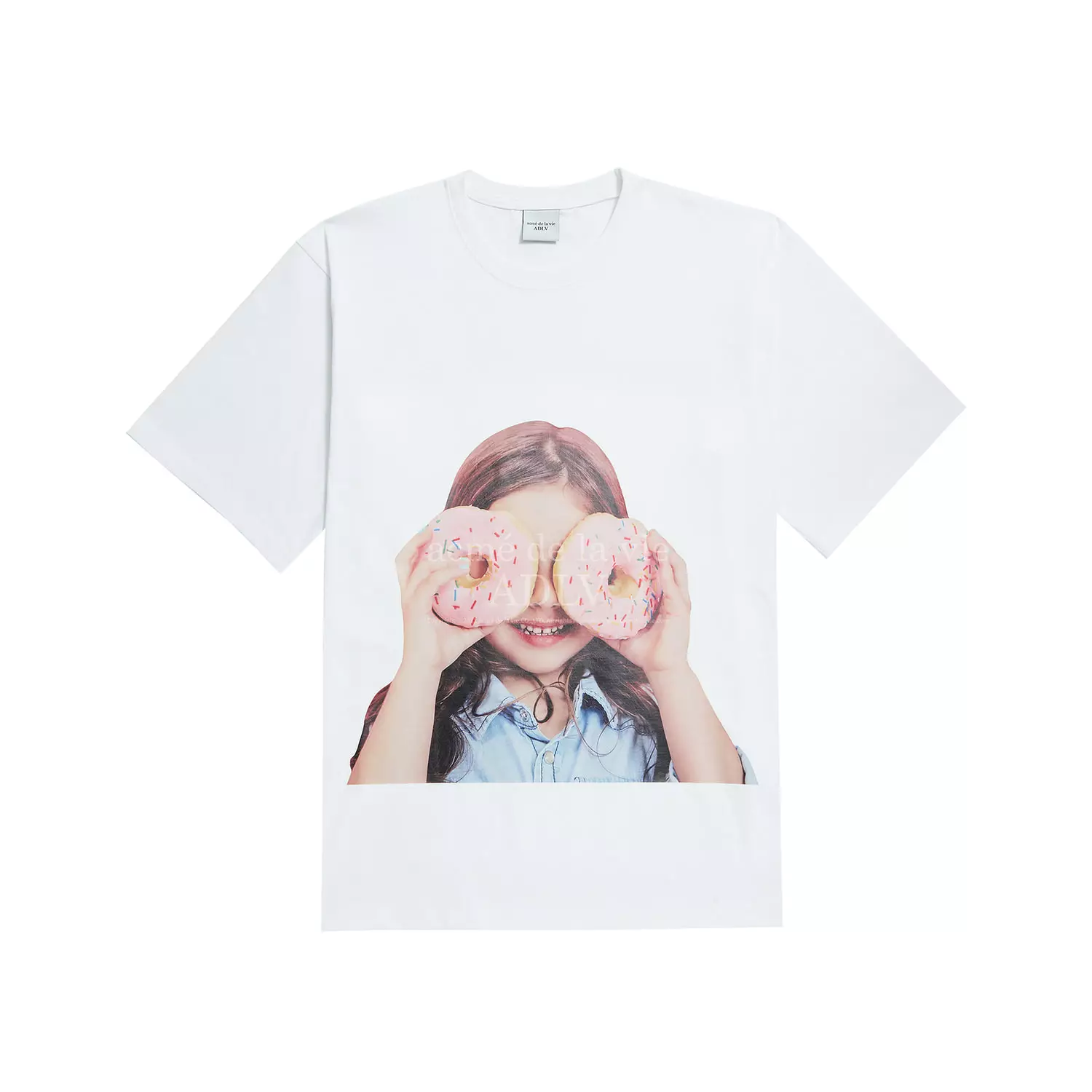 ADLV BABY FACE DONUTS PINK GIRL T-SHIRT WHITE