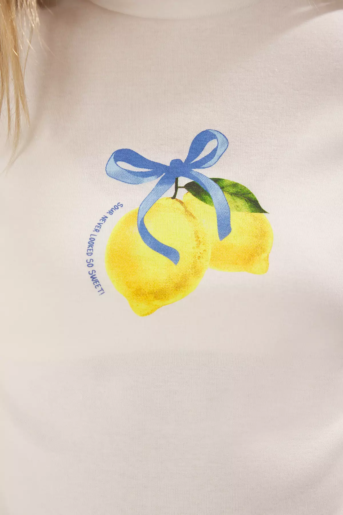 Ecru Printed Fitted Knitted T-Shirt