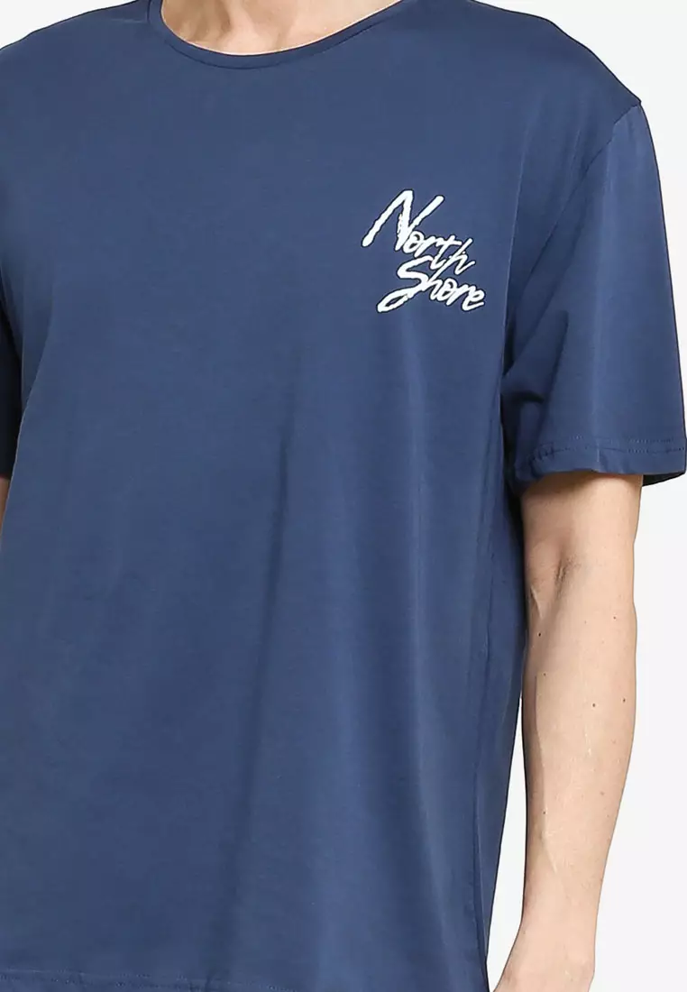 Navy North Shore Printed T-Shirt