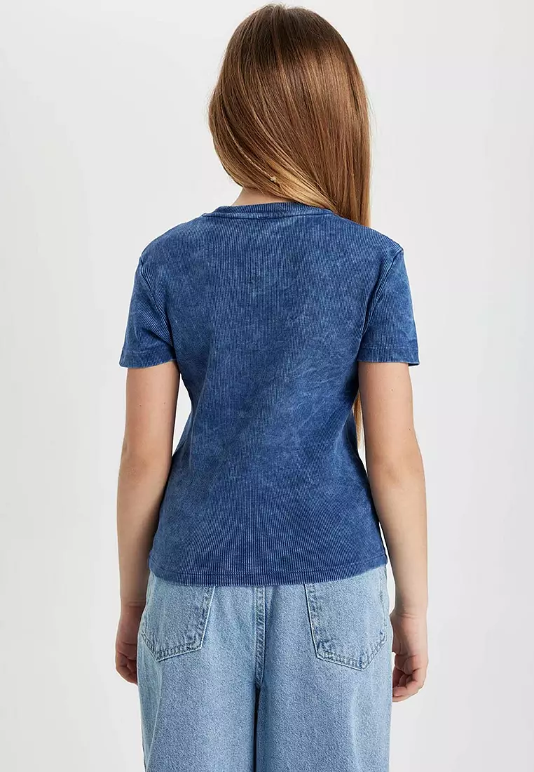 Slim Fit Slim Cut Crew Neck Ribbed Camisole Short Sleeve T-Shirt